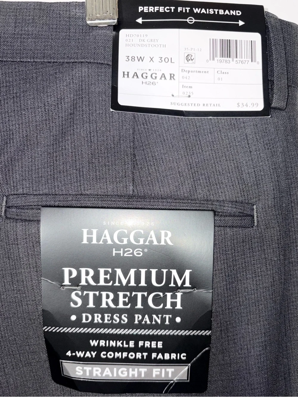 Pants Haggar Men's Wide-Leg Dress Pants in Charcoal 38W 30L